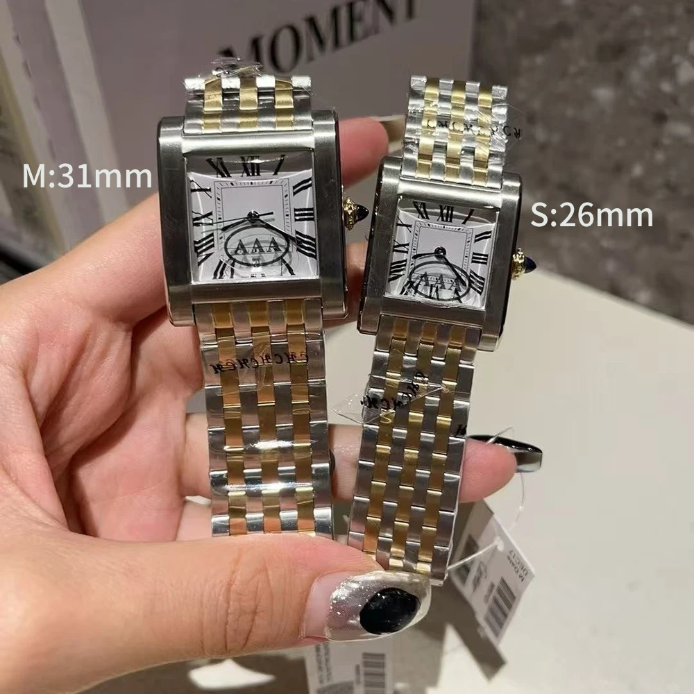 2025 luxo ct marca feminina relógio de quartzo japonês aço inoxidável diamante quadrado mulher roupas banheira relógio de couro genuíno