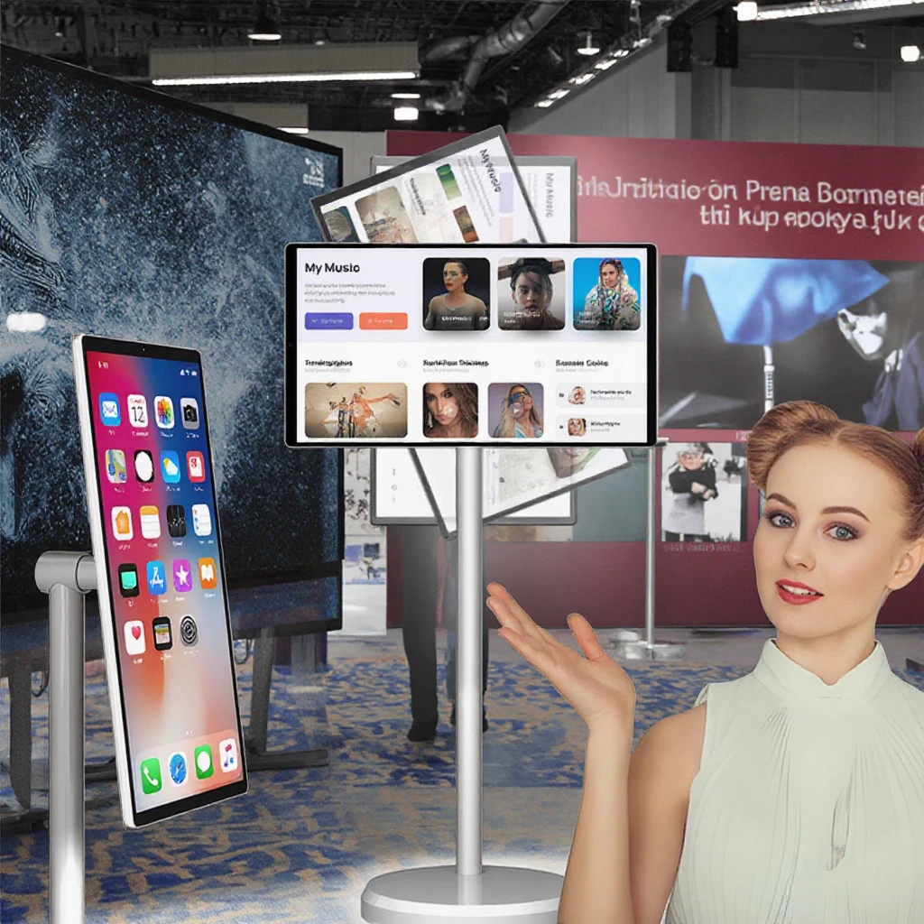 

21.5 Inch Movable Lcd Display Advertising Digital Signage White Interactive Mobile Portable Tv Screen Floor Standing Smart TV