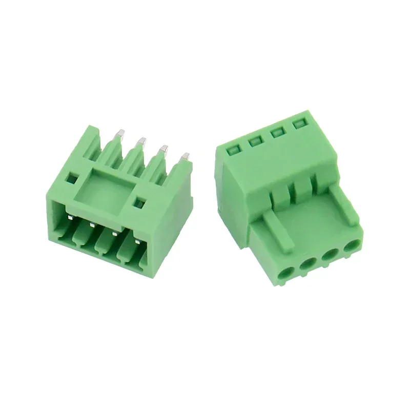 100pcs/lot Green Terminal Block 4P KF2EDGV-2.54mm Straight Bending Pin Seat Welded Male and Female Connector PCB Plug-in Plug