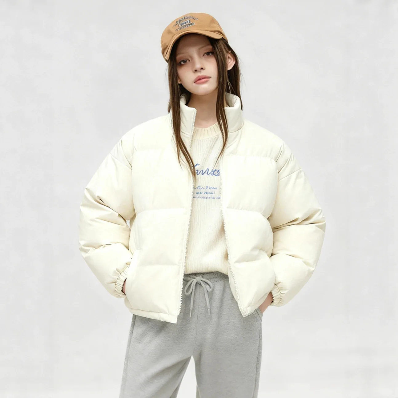 

Women's Casual Hooded Stand Collar Thickened Cotton Jacket Color Warm Coat Daily Wear Gentle Style Winter Coat