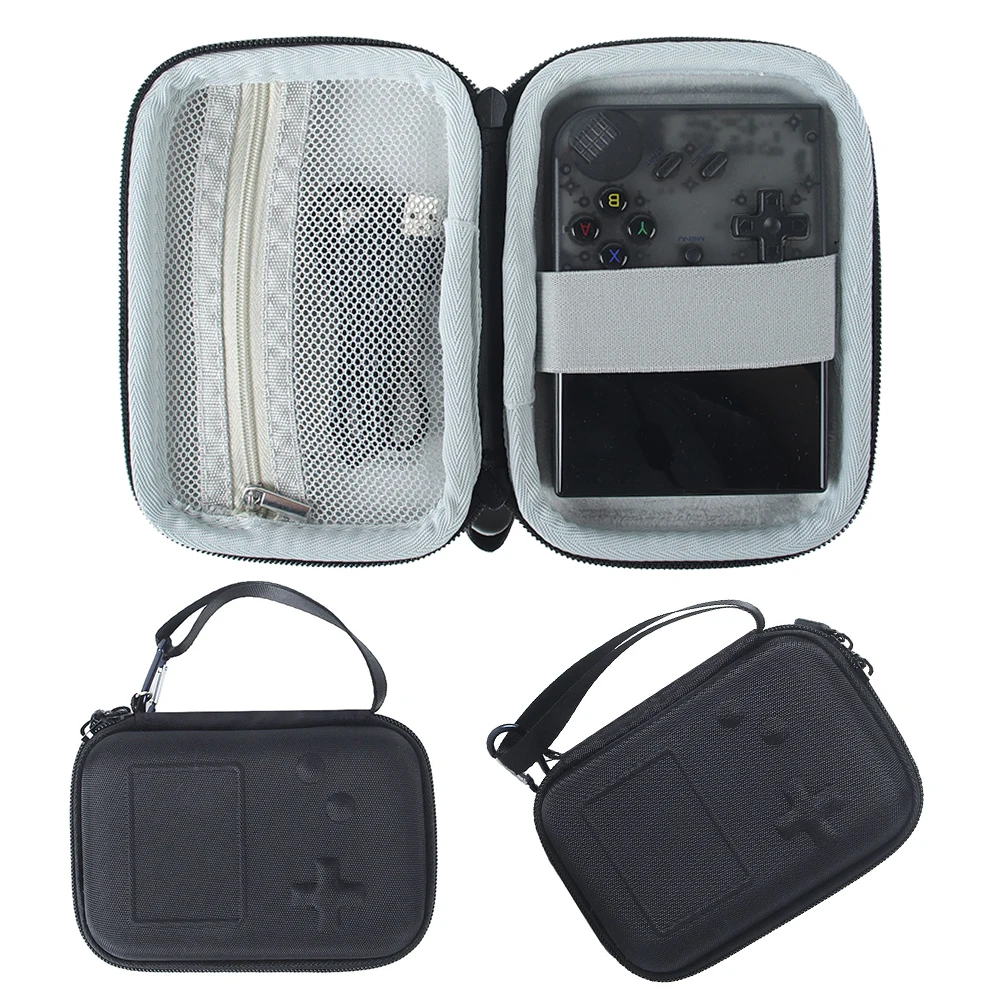 Hard Carrying Case with Hand Strap & Buckle Travel Protective Handbag Hardshell Case for RG35XX Plus Retro Handheld Game Console