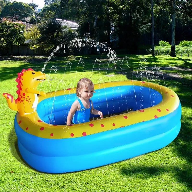 Children Swimming Pool Inflatable Spray Pool Foldable Baby Bathtub Outdoor Dinosaur Sprinkler Game Pad Kids Water Toys dropship