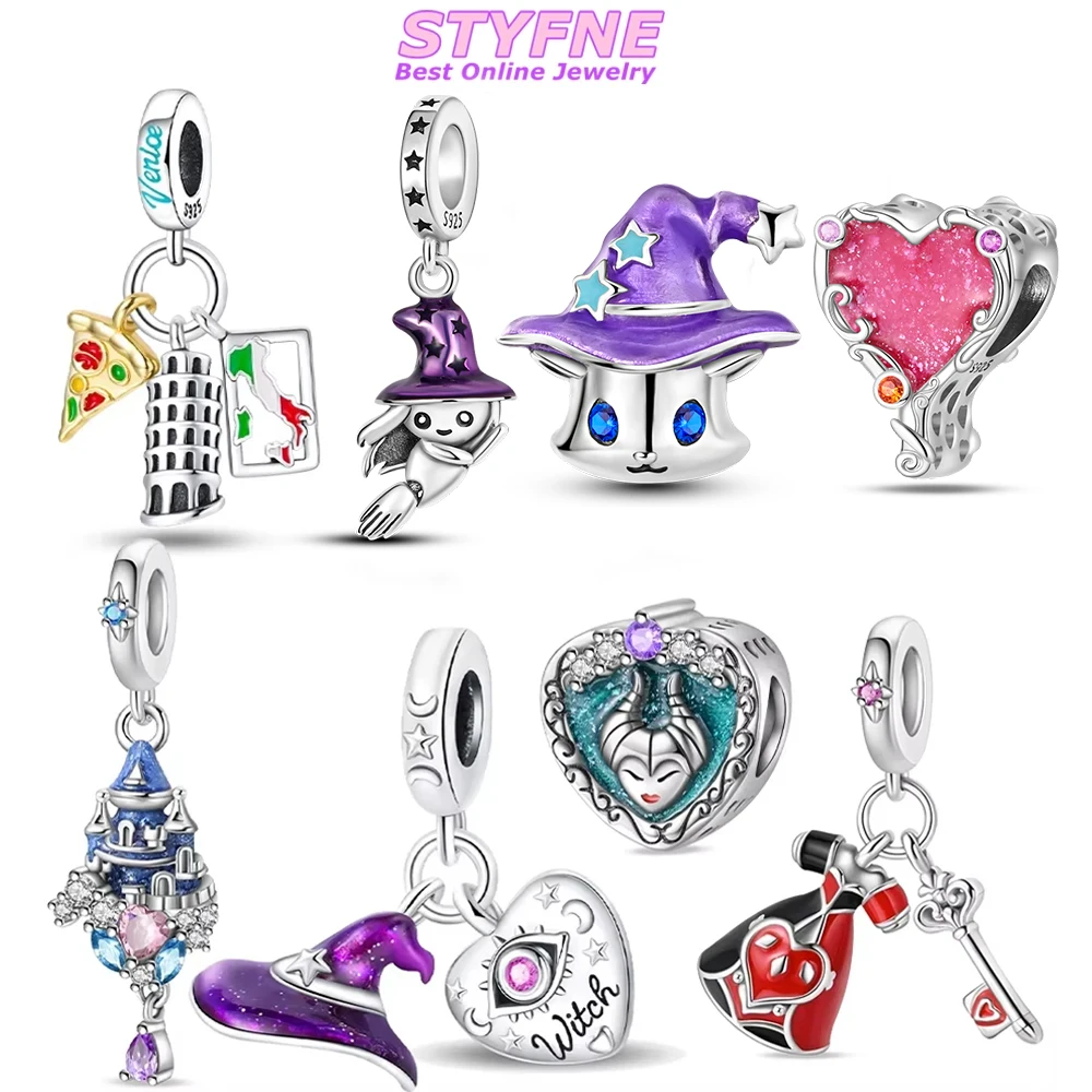 

Романтический оригинальный сказочный замок королевы, сердце для мальчика, серебряные бусины 925, подходят для браслета, женский материал «сделай сам», подвески для телефона, подарок