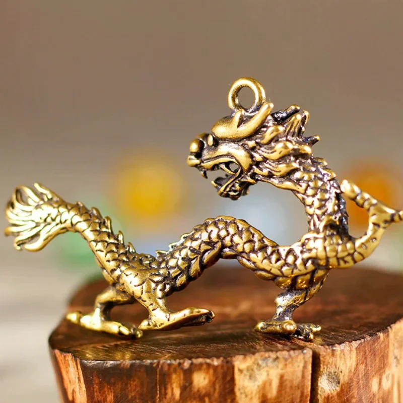 Chinese Beast Dragon Statue Bronze Figurine Ornaments Antique Copper Mythical Animal Miniature Home Decoration Crafts Collection