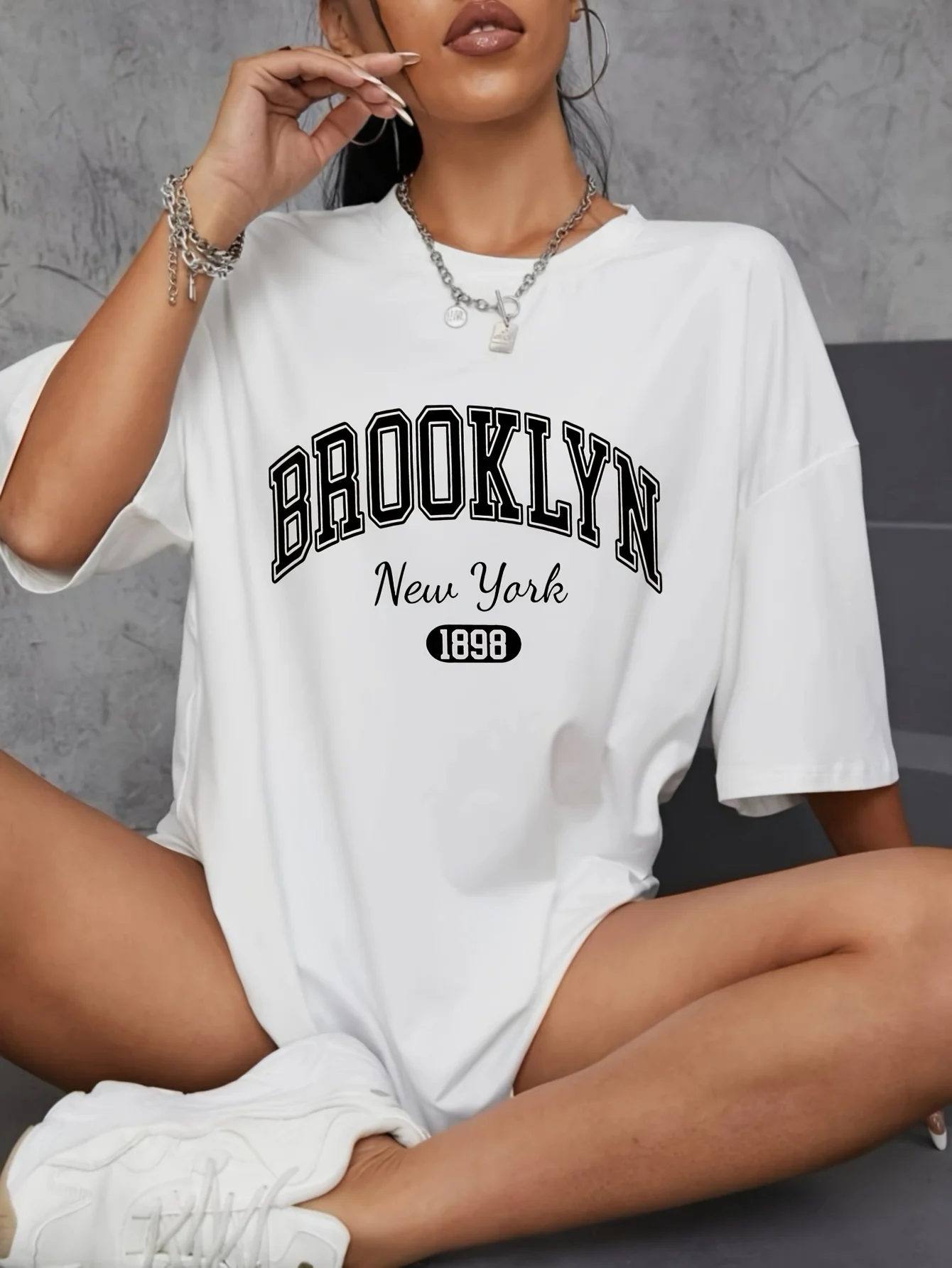 Brooklyn Brief Drucken Tropfen Schulter Casual Sleeve frauen Kleidung Sommer Ärmeln Harajuku Streetwear Tops Ästhetische Kleidung