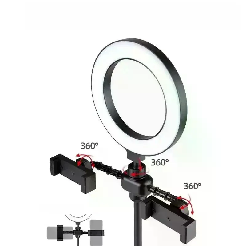Dual-camera Fill Light Stand Professinonal Fill Light 3CCT/RGB With Tripod & Phone Holder For Live Streaming