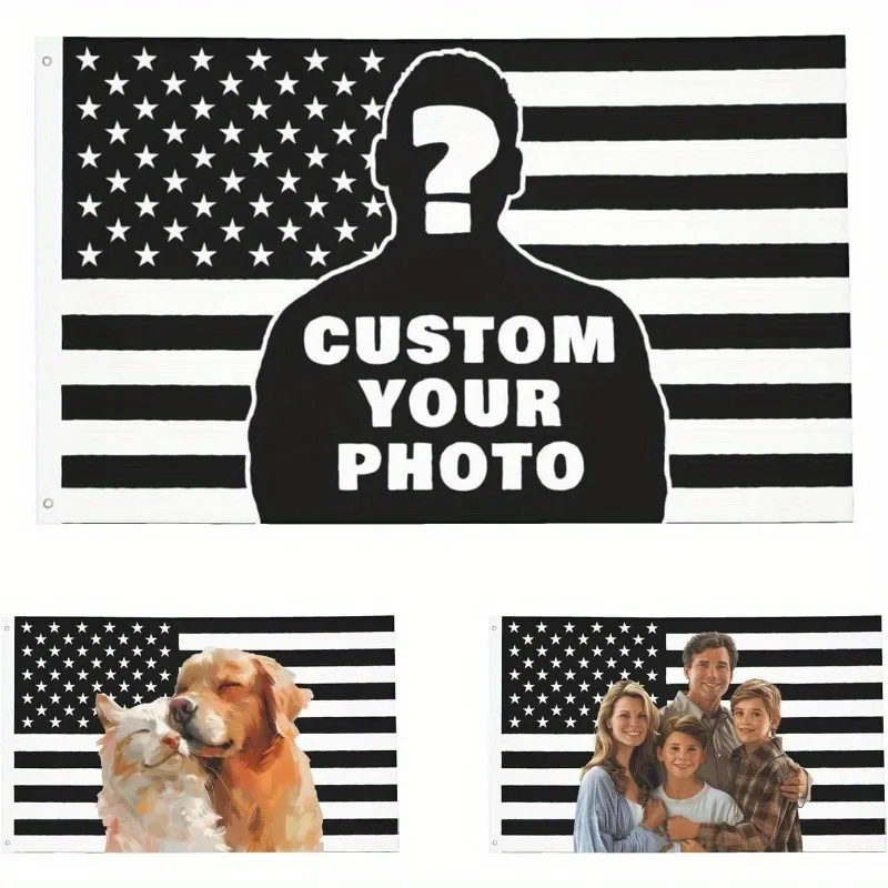 1PC Custom  American Flag Personalized with Your Image, Fun Tapestry Poster for Decorating Clubs, Wall Hanging Decor