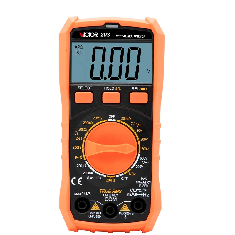 

VICTOR 203 Multimeter with LCD Display 2000 Counts Resistance Testing Torch Function for Electrical Measurement