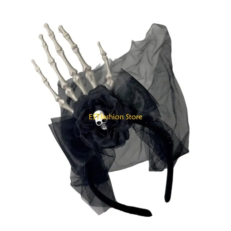 Y5GC Halloween Skull Hand Mesh Coiffre résine Breatch Resin Lightweight