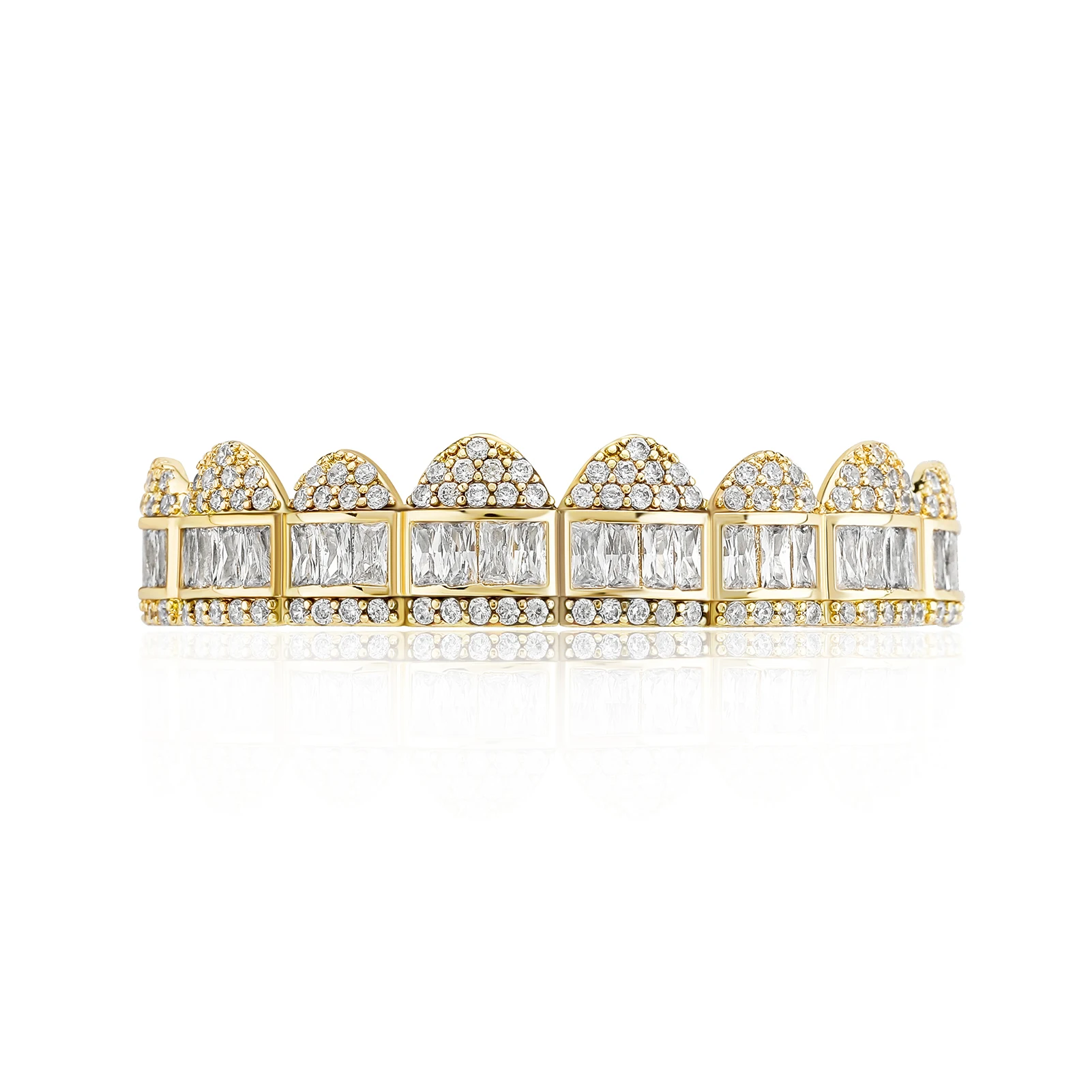 Baguette Set Teeth Grillz, Top & Bottom, Unisex