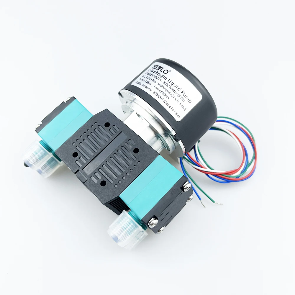 CF60LEB ダブルヘッド外部ローター ブラシレスマイクロダイアフラム液体ポンプ PWM機能 DC12V/24V ネジ式ポート OEM対応