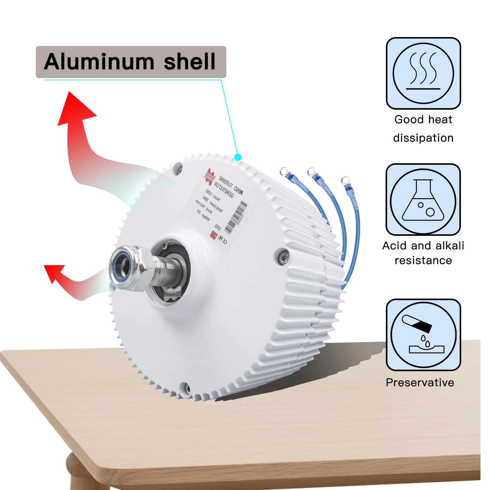 Imagem -04 - Rpmndfeb Pmg Terra Rara Ímã Permanente Gerador para Faça Você Mesmo Horizontal Gerador de Turbina Eólica 300w 12v 24vlow