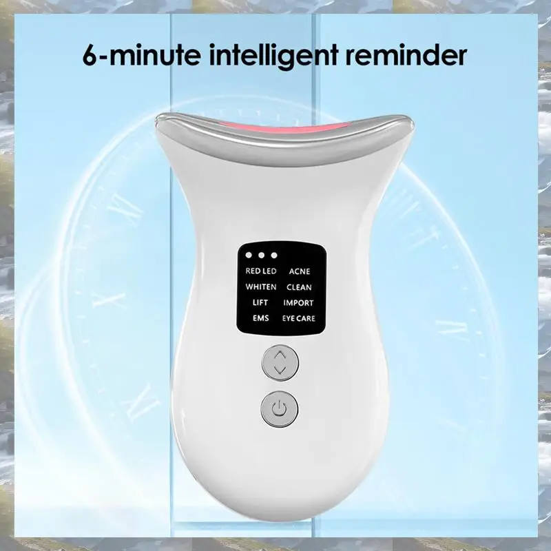 أداة تجميل الرقبة الكهربائية مزيل التجاعيد مكركرنت 7 ألوان LED الفوتون جهاز تجميل الوجه