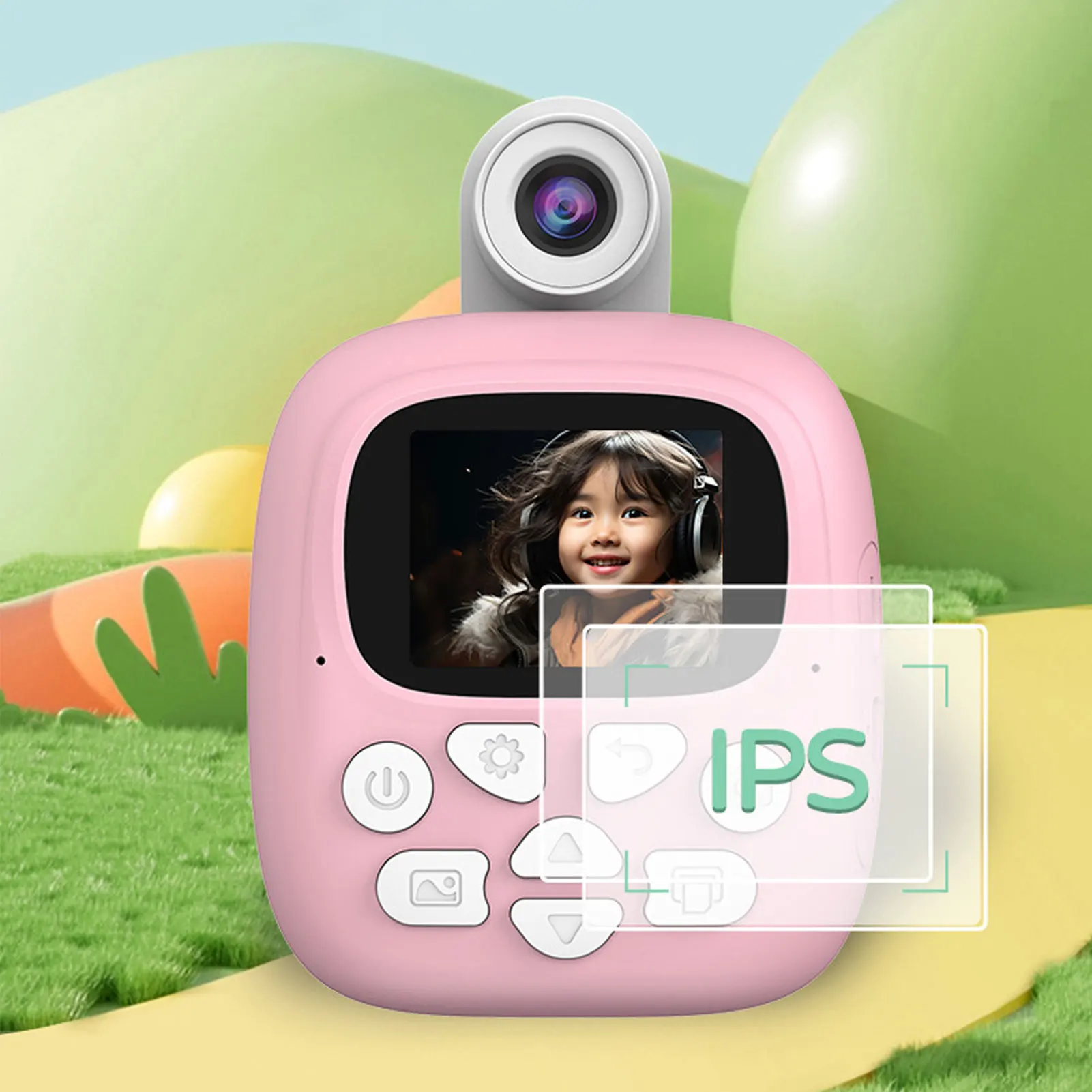 Instant Print Camera 24MP 180 Degree Rotation Lens 2.4 inch Large Screen Digital Camera  with Music Player Games for Outdoor