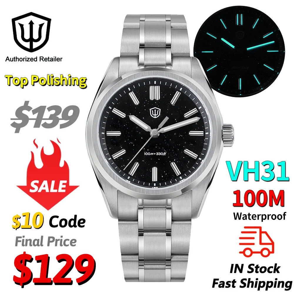 Watchdives WD0003B اللازورد ساعات كوارتز فاخرة VH31 الياقوت كريستال مضيئة 100 متر مقاوم للماء 39 مللي متر ساعات عالية الجودة #1