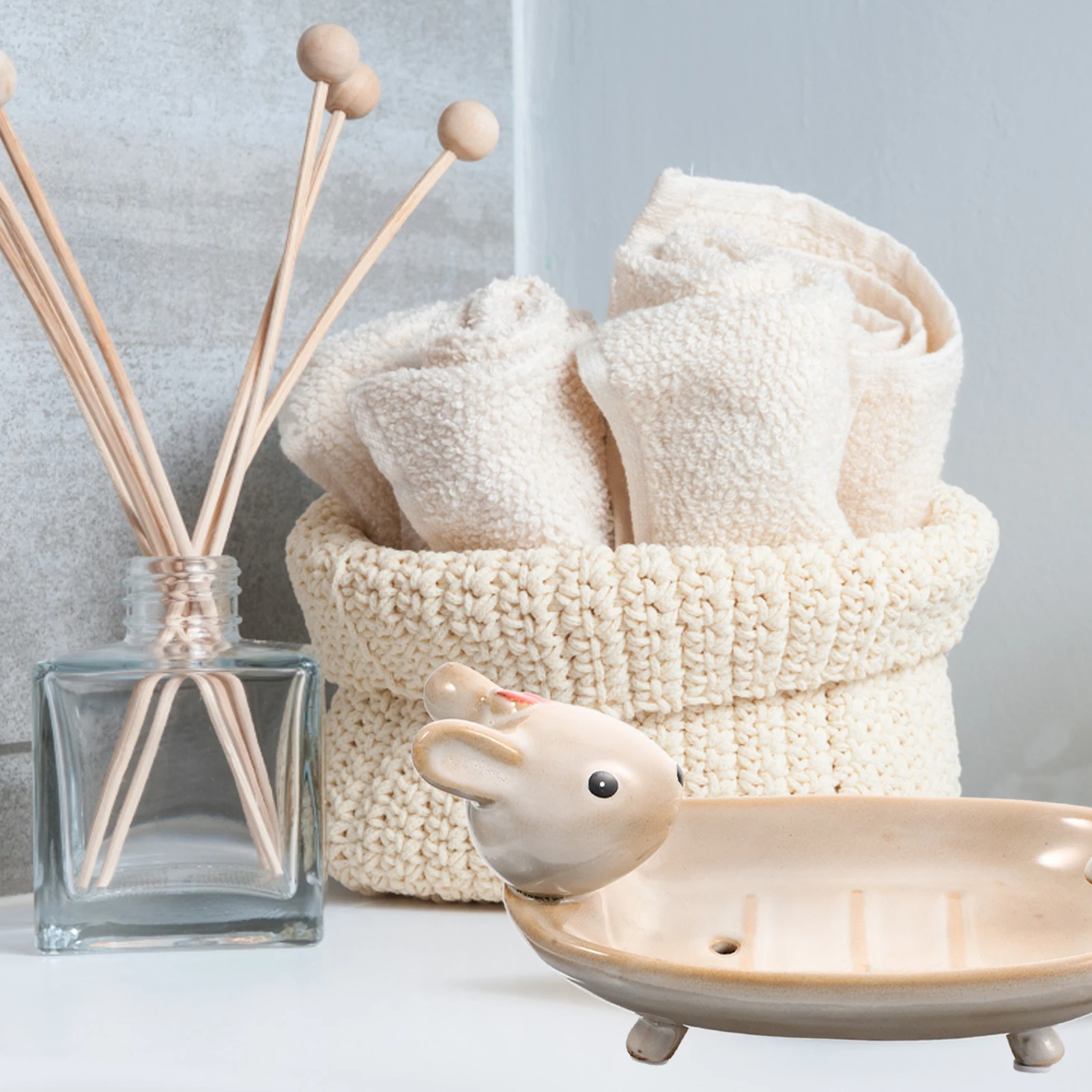 

Ceramic Soap Dish Rabbit Design for Bathroom Sink Shower Soap Holder Key Organizer Hallway Key Storage Holder