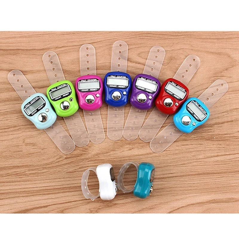 2X LCD Electronic Finger Hand Ring Knitting Row Tally Counter Pedometer Digital Hand Tally Counter Random Color