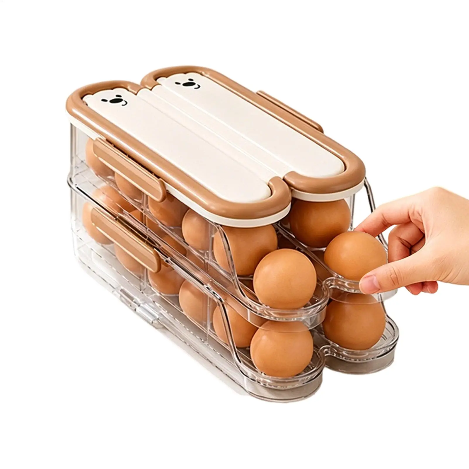 Egg Storage Rack Refrigerator Organizer Automatic Rolling Sliding Carton Refrigerator Side Door Storagerack For Home