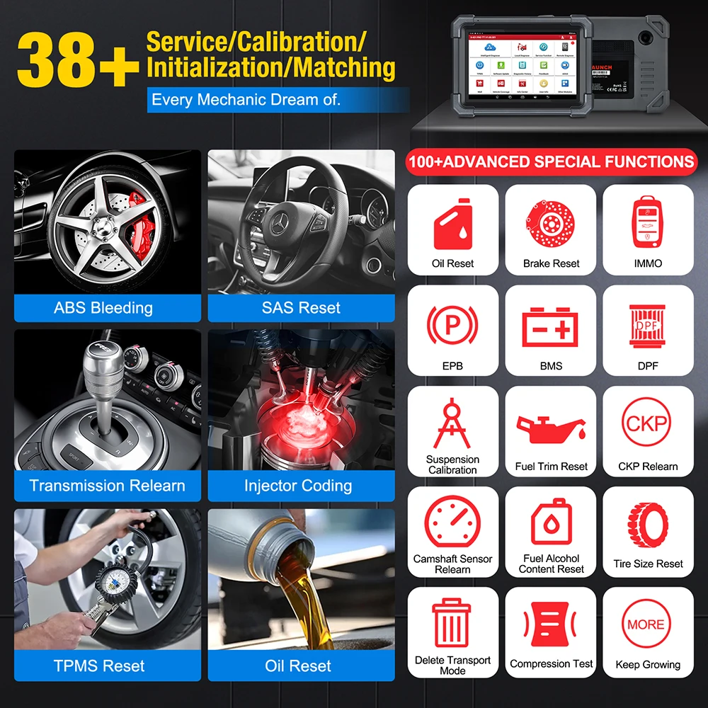 LAUNCH X431 PRO TT Car Diagnostic Tool OBD2 Scanner Full Systems ECU Coding Active Test VAG Guided DBScar VII ADAS Calibration