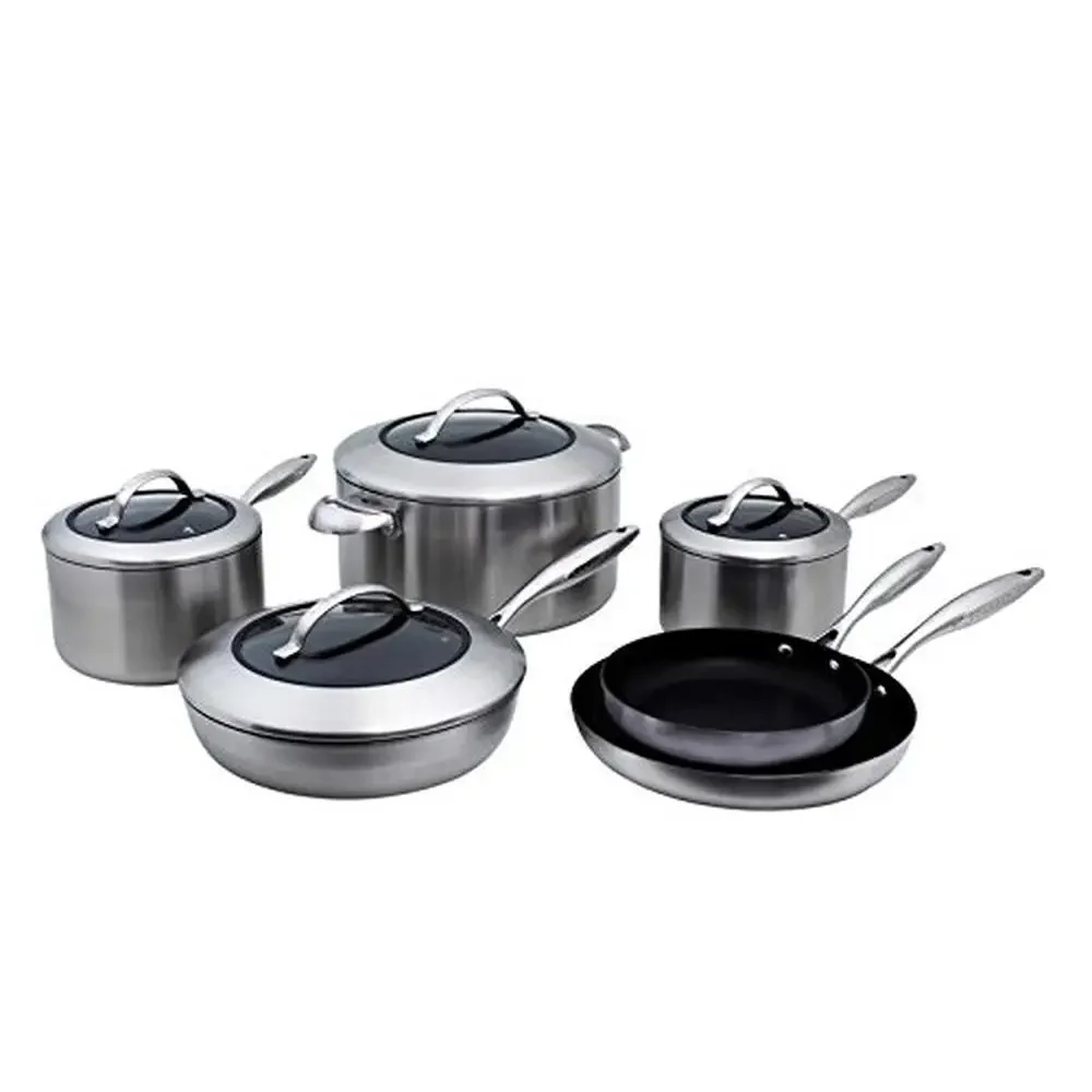 10-Piece Aluminum Cookware Set Fast & Even Heat Distribution Versatile Gas/Electric Stovetops STRATANIUM Nonstick Surface