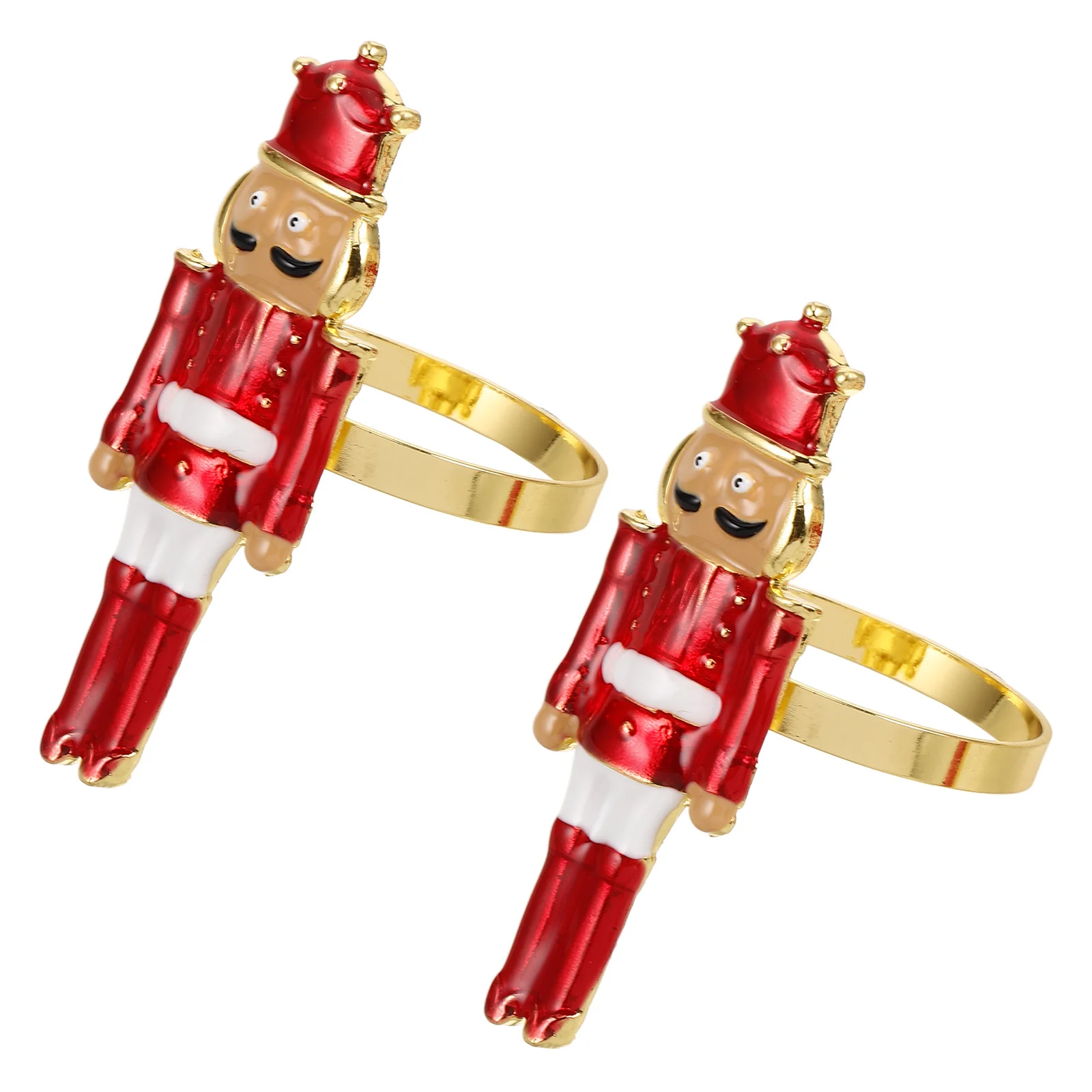 

2Pcs Christmas Napkin Rings Red Nutcracker Soldier Metal Napkin Holders Holiday Table Decor Xmas Party Dining Accessories