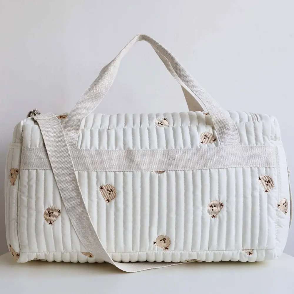 

Little Bear Embroidered Diaper Bag Lightweight Practical Mommy Bag with Shoulder Strap Large Capacity Diaper Changing Tote Bag