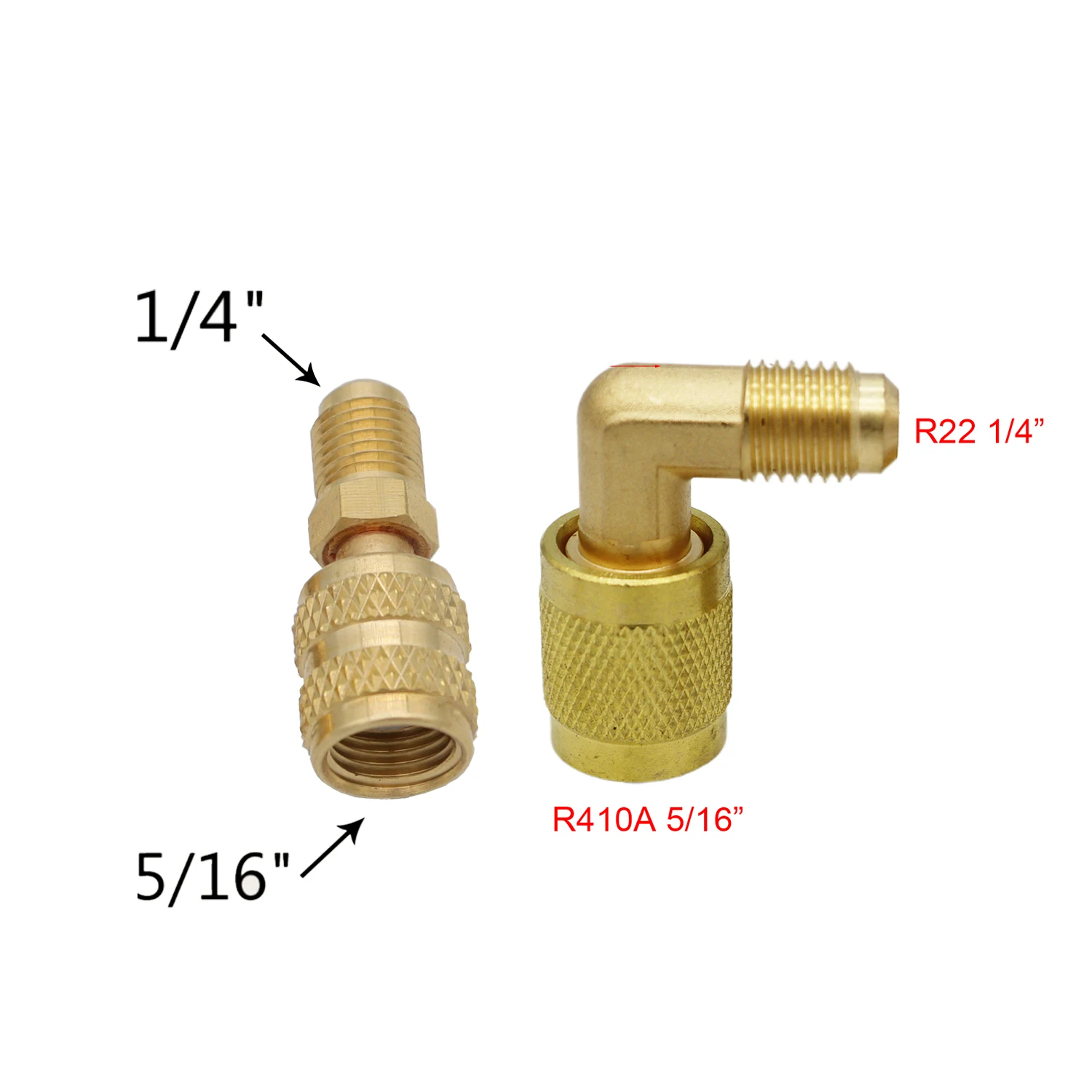 وصلات نحاسية سريعة لمضخة تفريغ 2 قطعة 5/16 SAE إلى 1/4 SAE R410a مجموعة محول مكيف الهواء