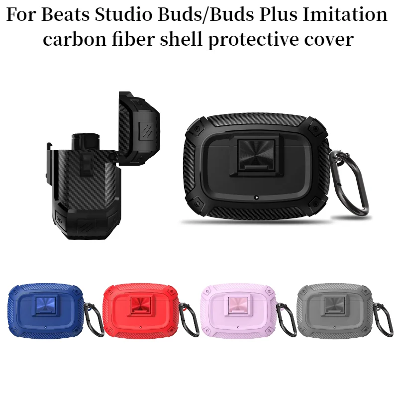 

For Beats Studio Buds Plus Case Carbon Fiber Shockproof Case for Apple Beats Studio Buds Buds+ Case Safety Lock Cover Funda Capa