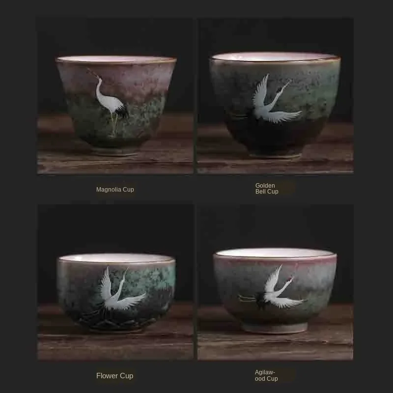 

Rui Ching Cheung Crane Tea Cup Handmade Stoneware Kiln Baked Retro Teacup Personal Master Cup Cup Teacups Tea