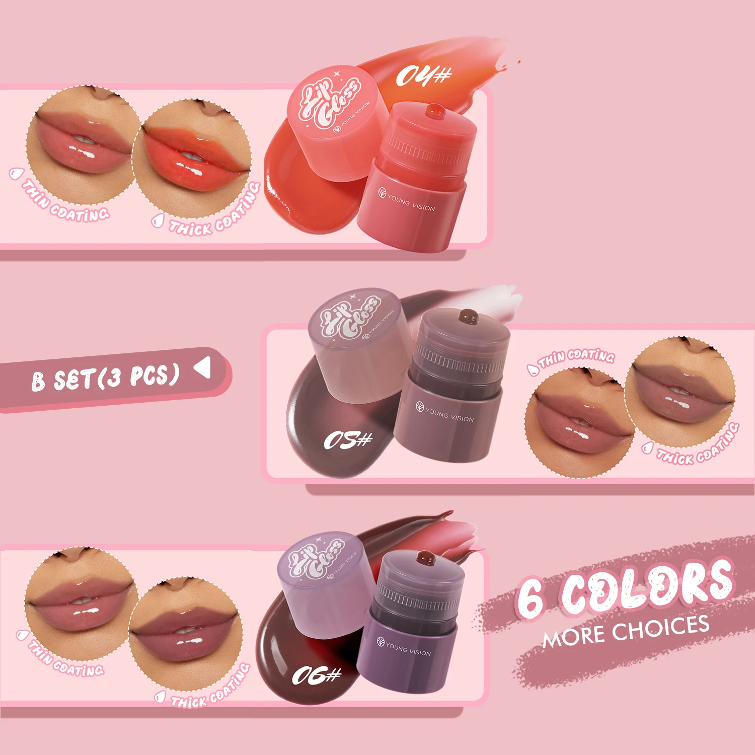 مجموعة بلسم الشفاه المغذي والترطيب الشفاف ملمع الشفاه زيت الشفاه طبقات ملمع الشفاه أحمر الشفاه للمظهر اللطيف #5