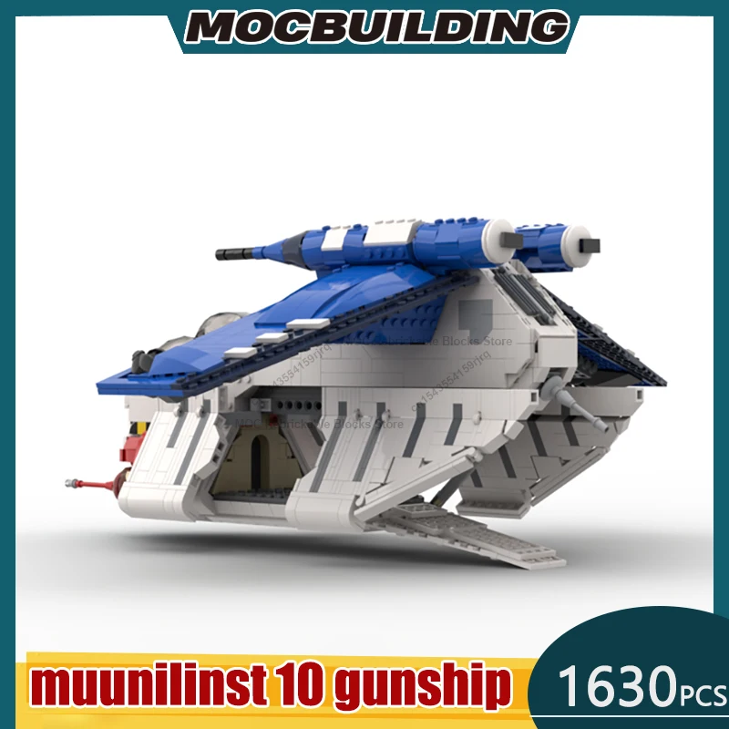 

Muunilinst 10 Gunship Model MOC Building Blocks DIY Assemble Bricks Space Collection Display Creative Xmas Toys Gifts 1630PCS