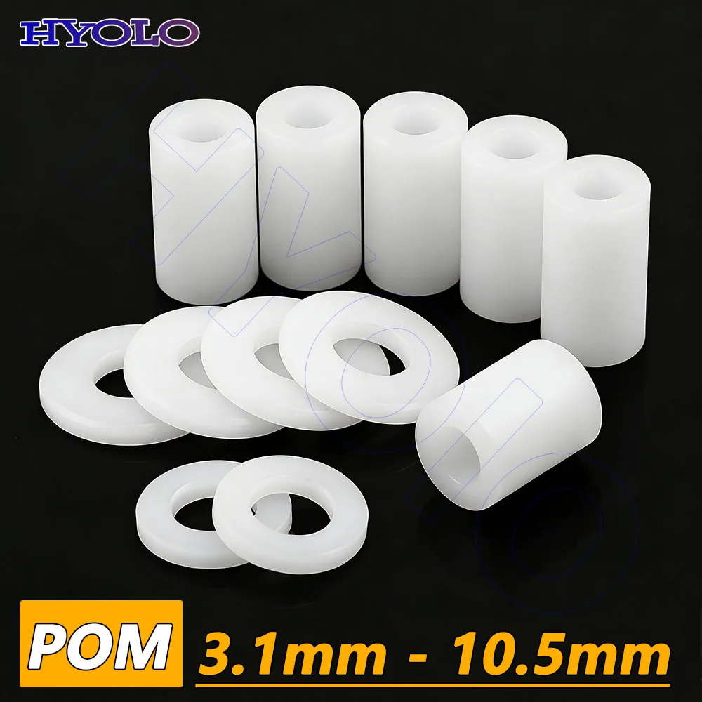 POM Unthreaded Standoff Spacer ID 3.1mm - 10.5mm Bushing Washer Round Hollow Gasket Insulated Plastic Sleeve White