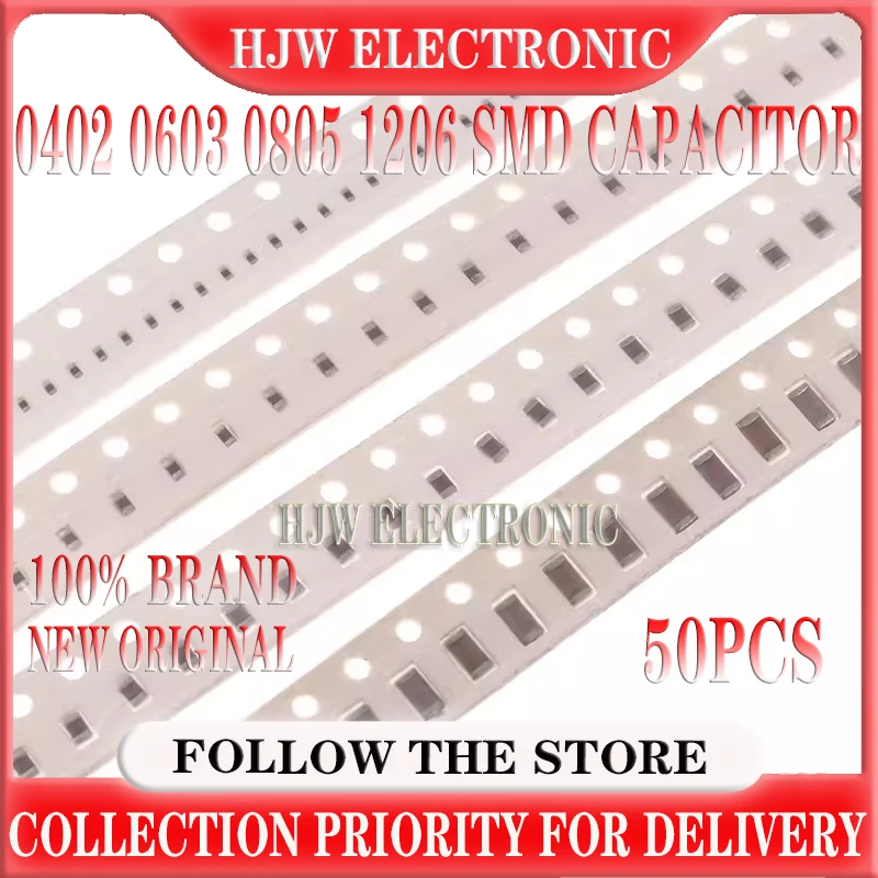 

50pcs 0402 0603 0805 1206 Capacitor 0.1uF 0.47uF 1uF 2.2uF 4.7uF 10uF 22uF 47uF 100uF 104J 50V 100V