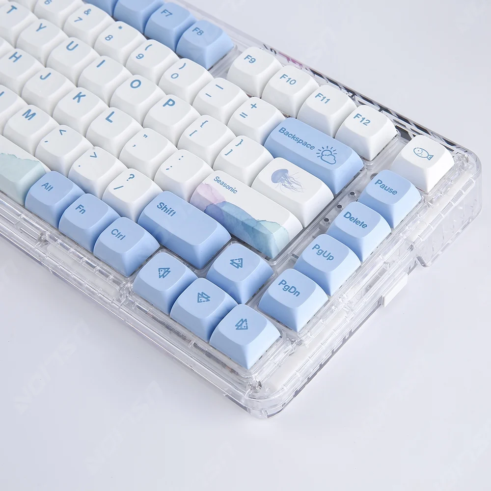 USLION 133Keys XDA Profile Ocean Whale Theme PBT Keycaps For Gaming Mechanical Keyboard MX Switches DYE-Sublimation Blue Key Cap