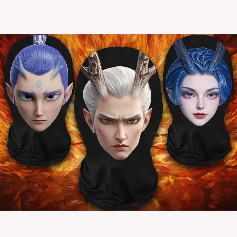 

Fashion New Explosions Aobing Nezha Funny Headgear Party Transparent Visible Gauze National Tide Aoguang Aorun Full Mask