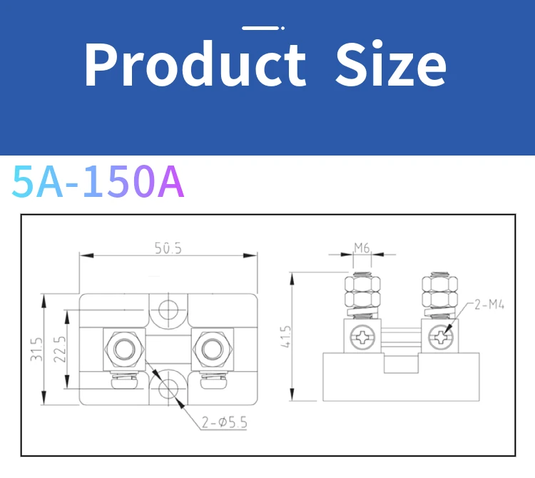 Cg 0.25% usa typ FL-15 5a 10a 20a 50a 75a 100a 200a 300a 500a 50mv 100mv messing strom montage dc shunt widerstand mit base75mv – Detail 7