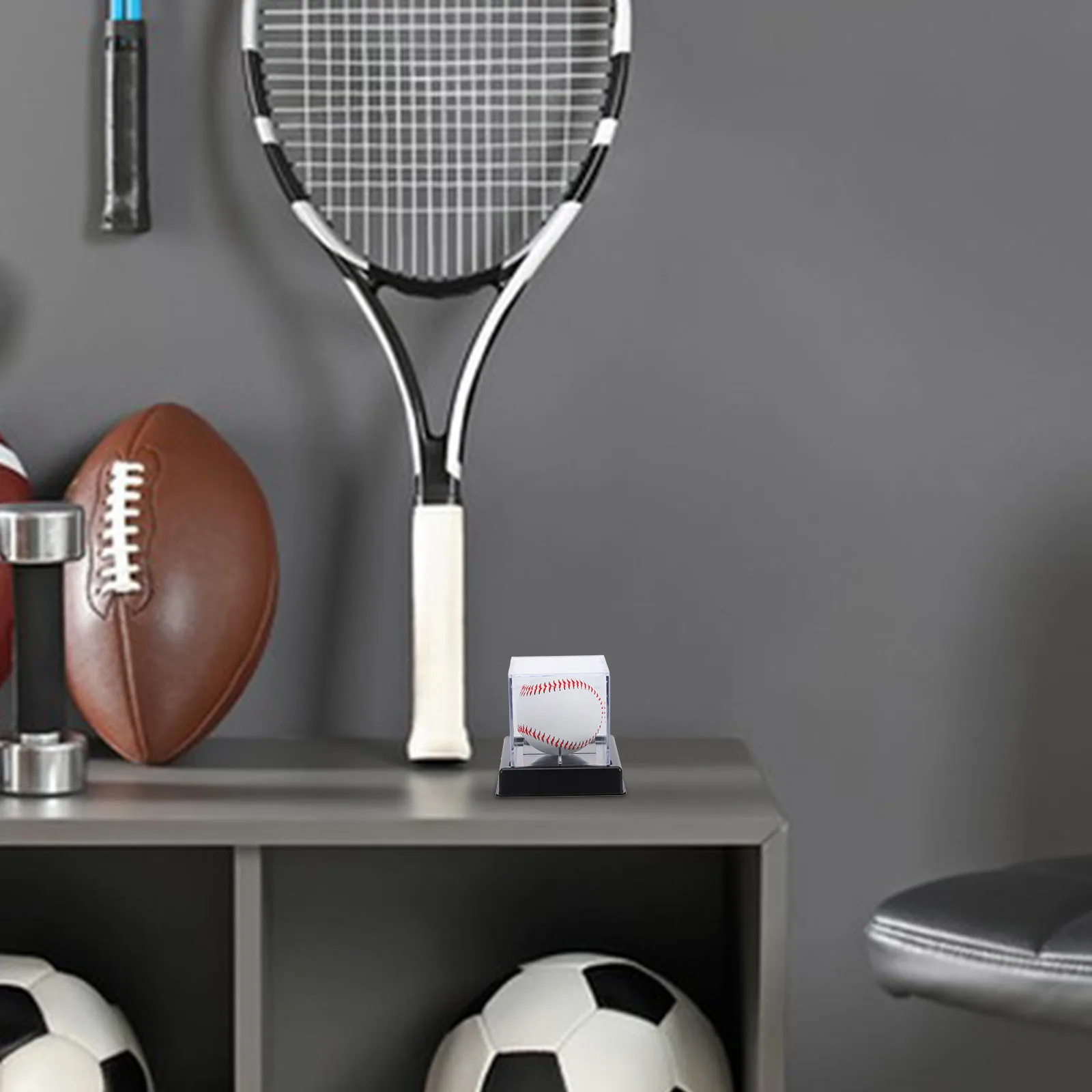 

2Pcs Clear Acrylic Display Case Baseball Holder Small Compact Organizer for Balls Ball Display Holder Baseball Cases for Balls