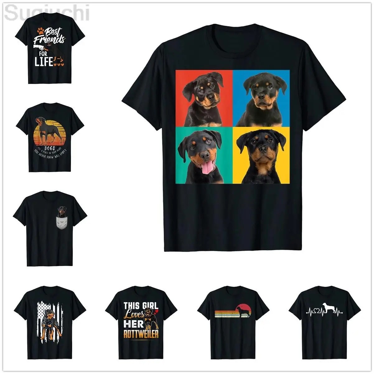 Rottweiler Funny Dog Owner Gift Dog Lover T-Shirt 100% Cotton Men Women Unisex Hip Hop T Shirts For Gift Size XS-5XL