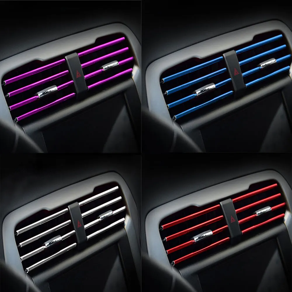 Tiras embellecedoras para aire acondicionado de coche, tira de decoración de ventilación, relleno en forma de U, juego de Interior de coche, 20cm, 10 piezas