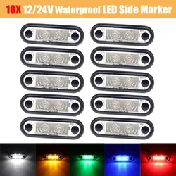 10pcs 12/24V Waterproof LED Side Marker Lights Clearance Rear Tail Brake Indicator Turn Signal Lamps Truck Trailer Tractor Van