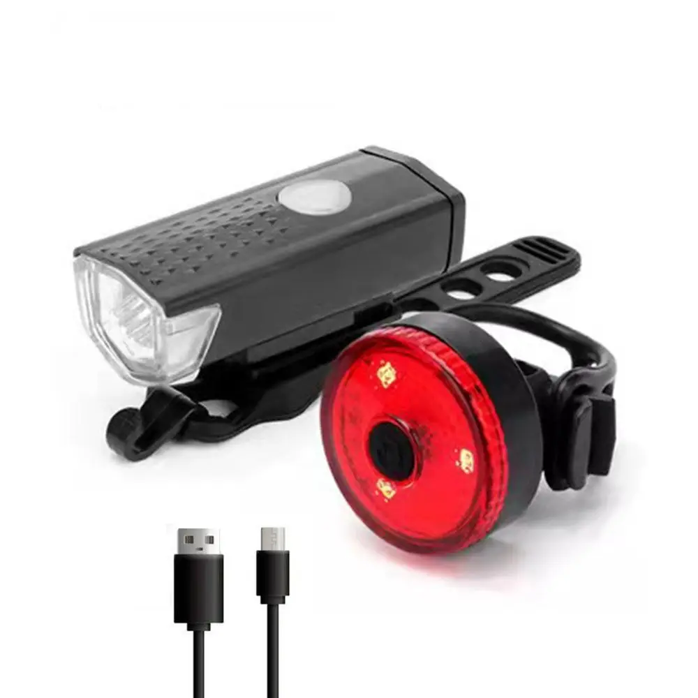 

2Pcs/Set USB Rechargeable Bike Lights Easy To Install 3 Lighting Modes Bike Headlight Tail Light Set Bike Accessories