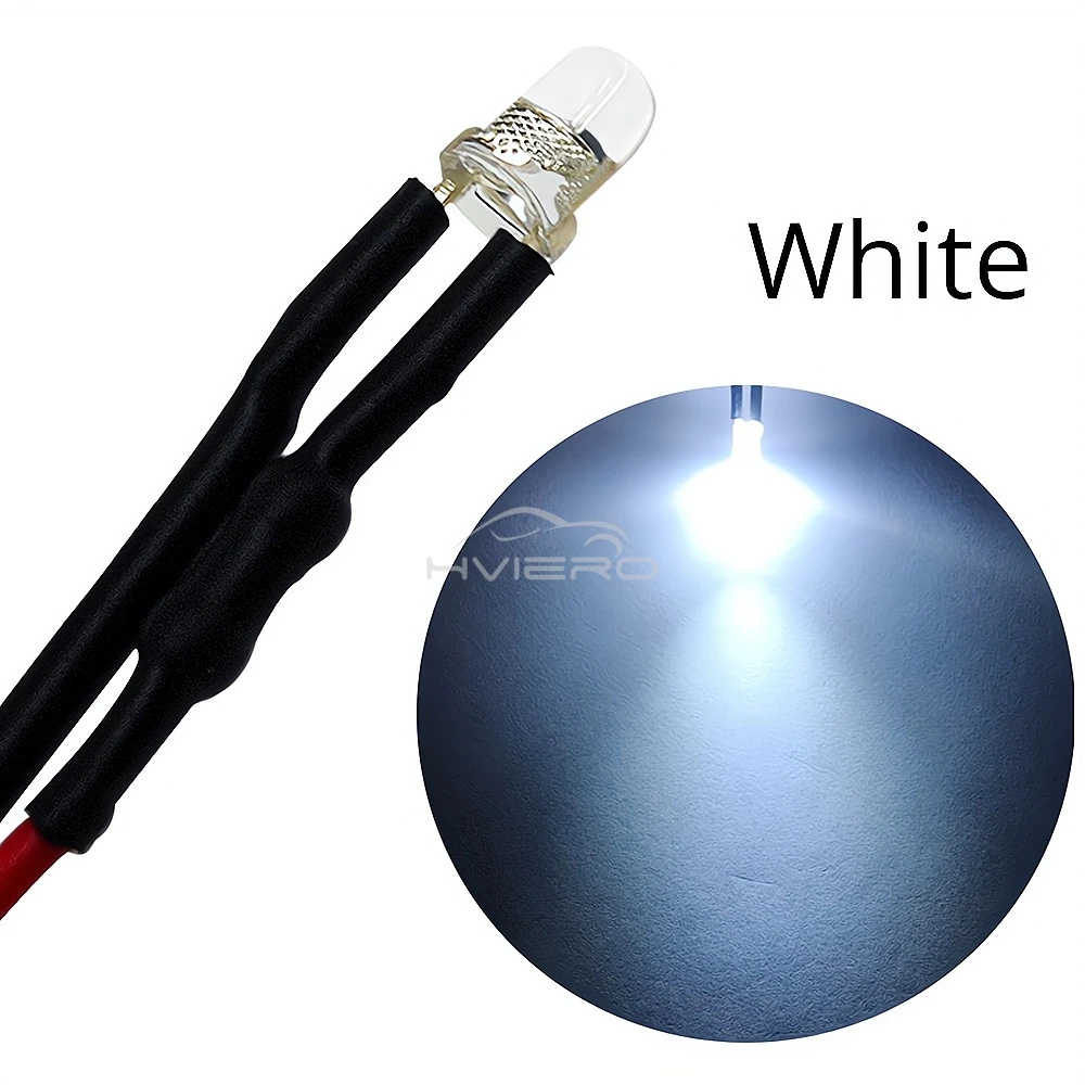 5/10/20X 3mm Round LED 5-12V 20cm Pre Wired White Blue Yellow Diode Lamp DIY Billboard Decoration Light Emitting Diodes Bulb