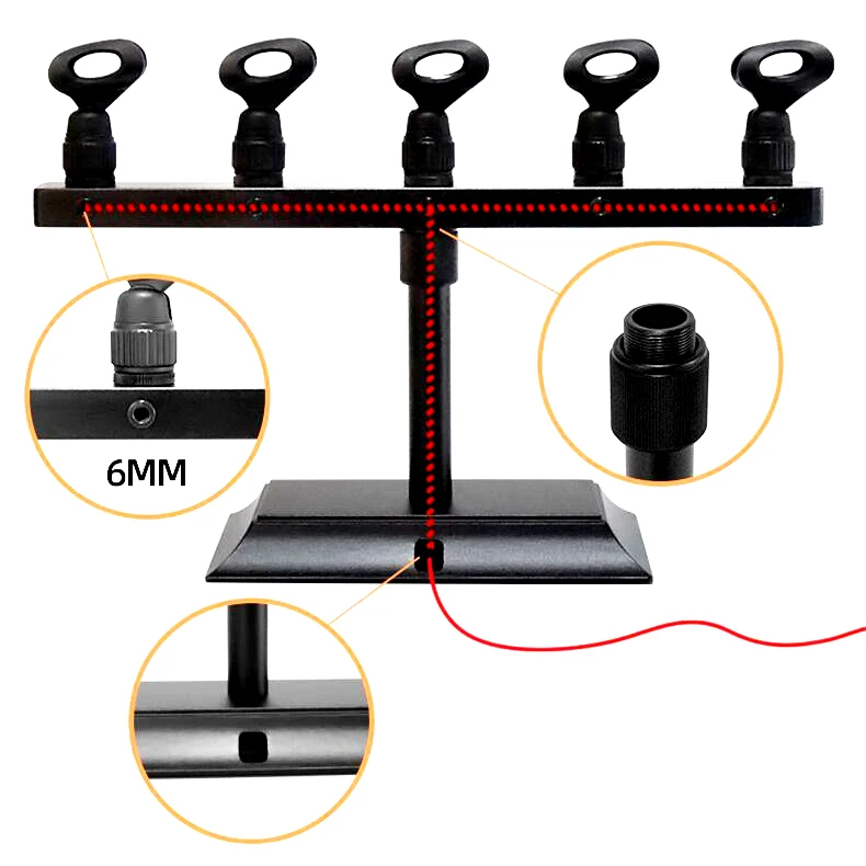 OEM Desktop Microphone Stand Fixed 5 Microphones Adjustable Microphone Angle Internal Wiring Design