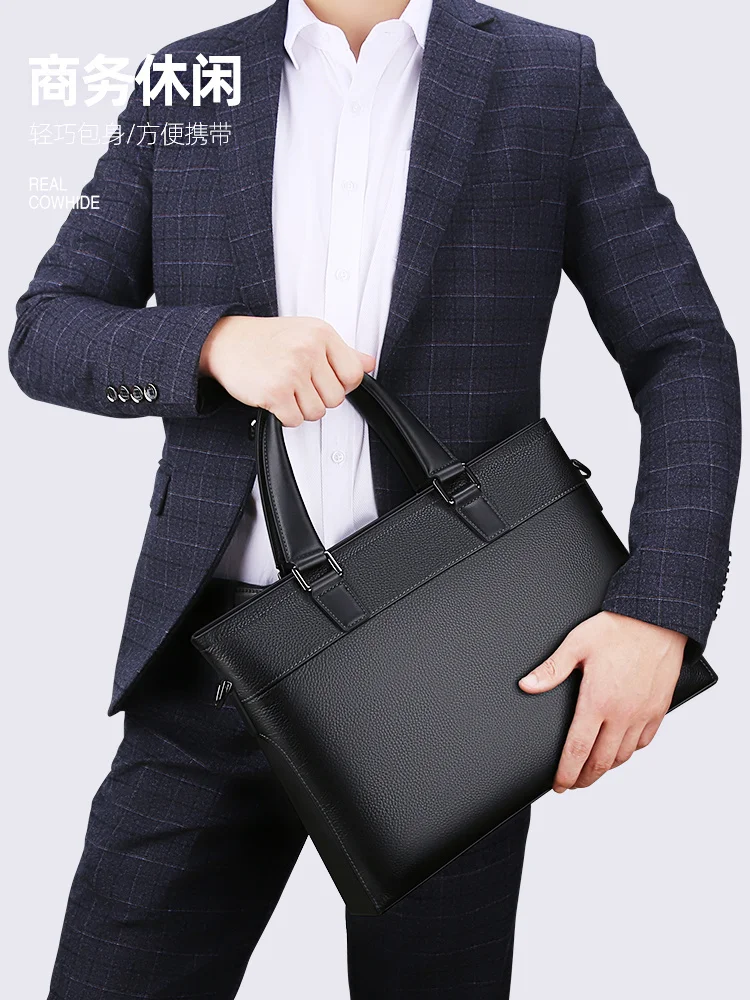 Real-Leather Bag Men's Handbag Men's Crossbody Bags Business Cattle Leather Bag Leisure Business Briefcase