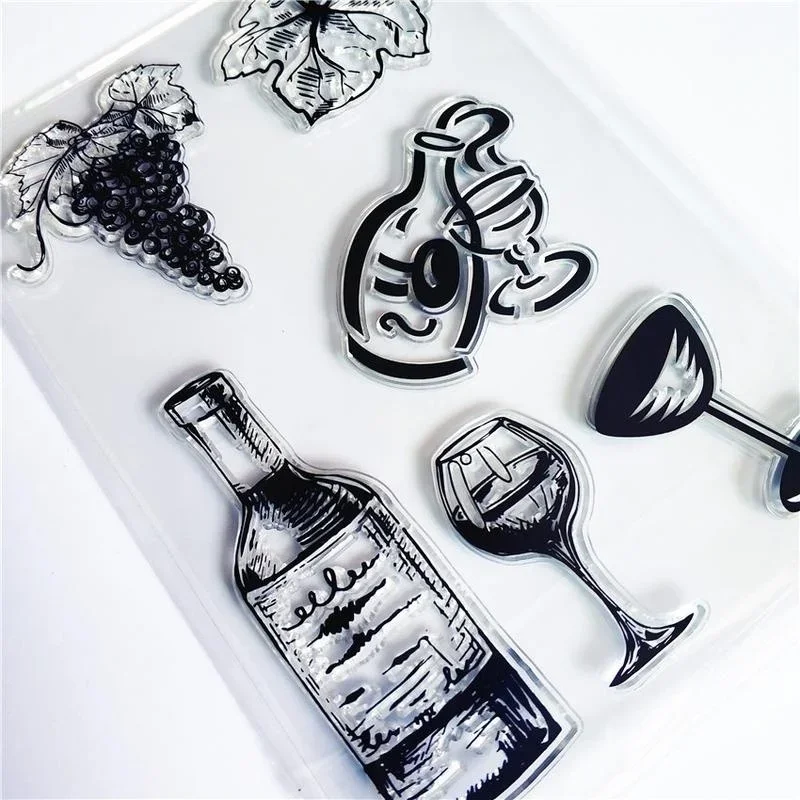 

Wine Glass Transparent Clear Stamps Silicone Seals Roller Stamp for DIY Scrapbooking Photo Album