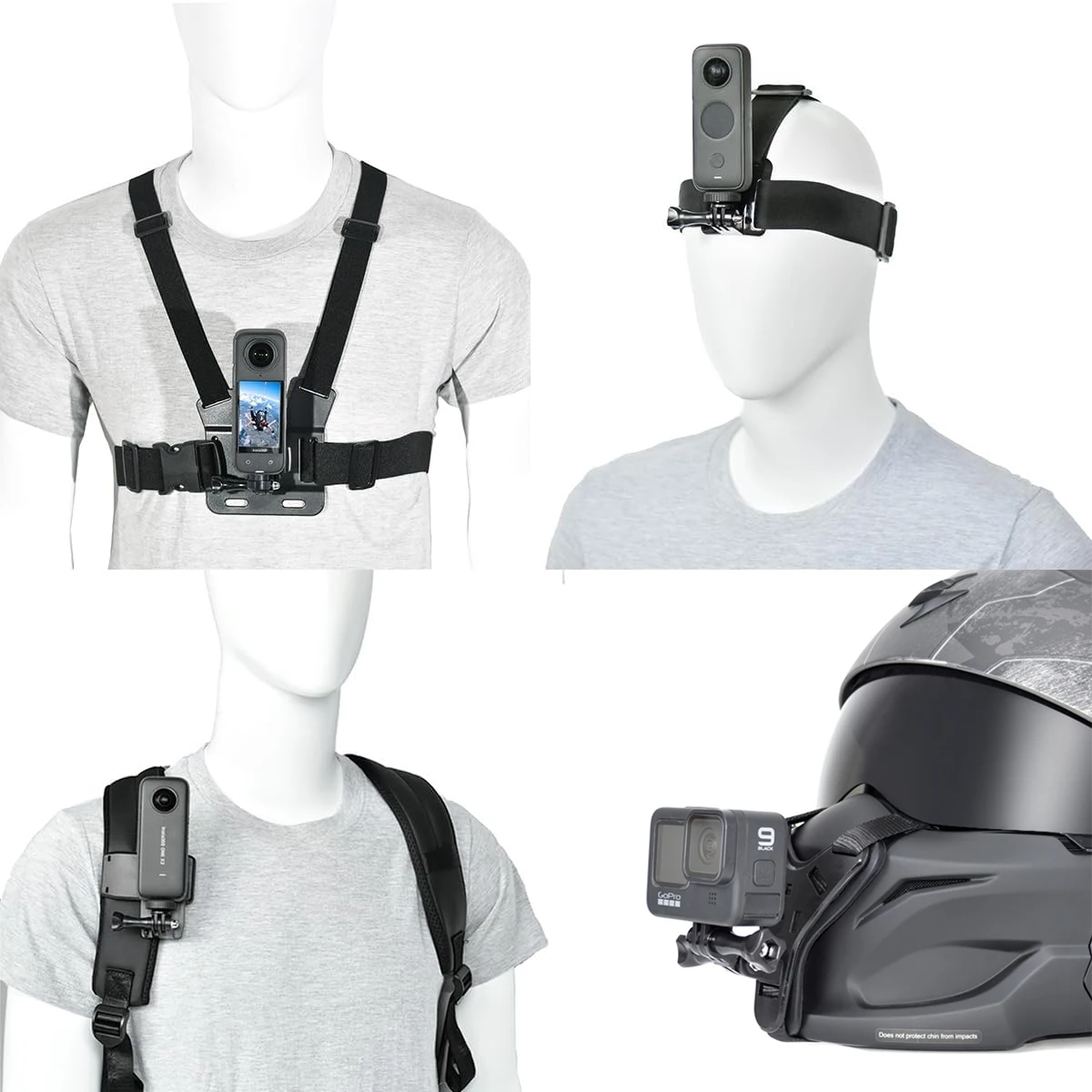 Action Camera Helmet Backpack Mount Head Chest Support POV Vlog Holder Bracket for Go Pro Gopro Hero Insta360 X3 X4 Accessories