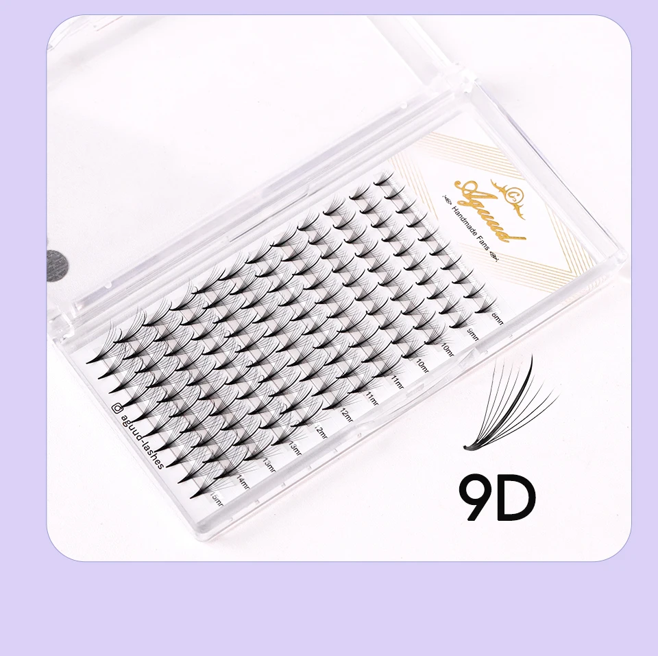 Aguud 3D 5D 7D 9D Wispy Prefabrik Fan Spike Promade Wimpernverlängerung Spitze Basis Hybrid Fan Lash C D Curl Effect Wispy Lash – Detail 19