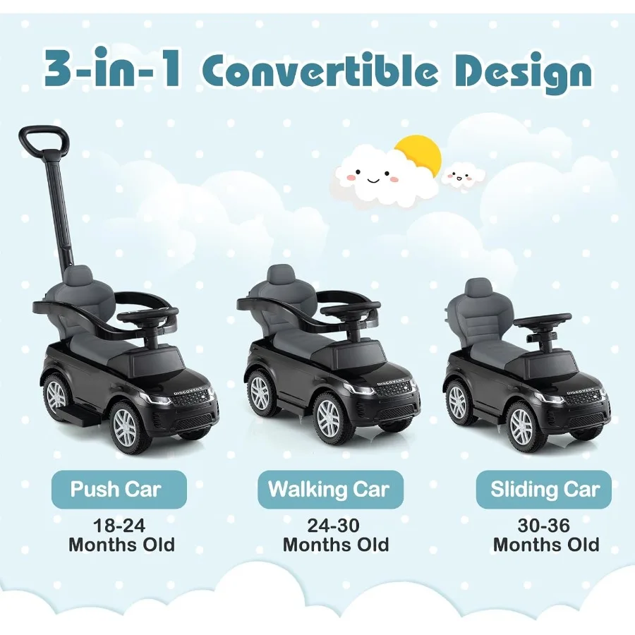 รถเข็นเด็กแบบ 3 in 1 รุ่นแลนด์โรเวอร์ ดิสคัฟเวอรี่ พร้อมที่จับ แตร เสียงดนตรี ที่เก็บของด้านล่าง และที่วางแขน