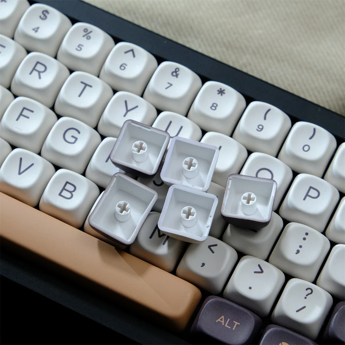 MOA keycap 126 tombol kopi PBT, tutup kunci profil MOA sublimasi lima sisi untuk tombol MX mekanik