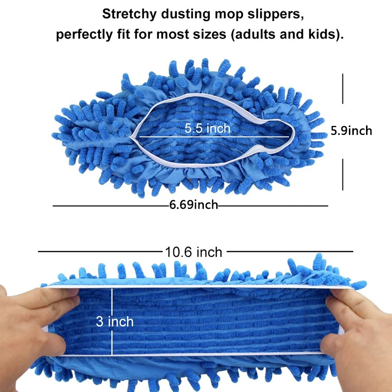 1PCS Chenille Dust Mop Slippers Foot Socks Mop Caps Multi-Function Floor Cleaning Lazy Shoe Covers Dust Hair Cleaner organizer